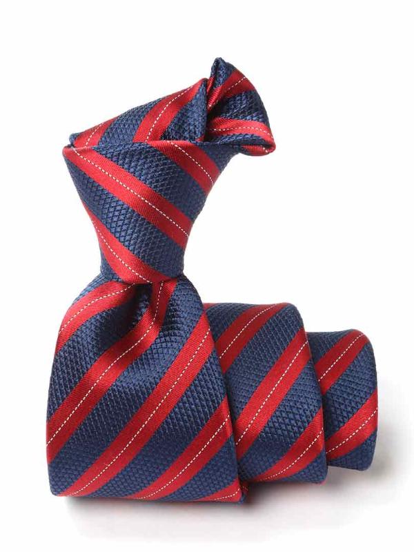 Bartoli Striped Dark Blue Silk Tie