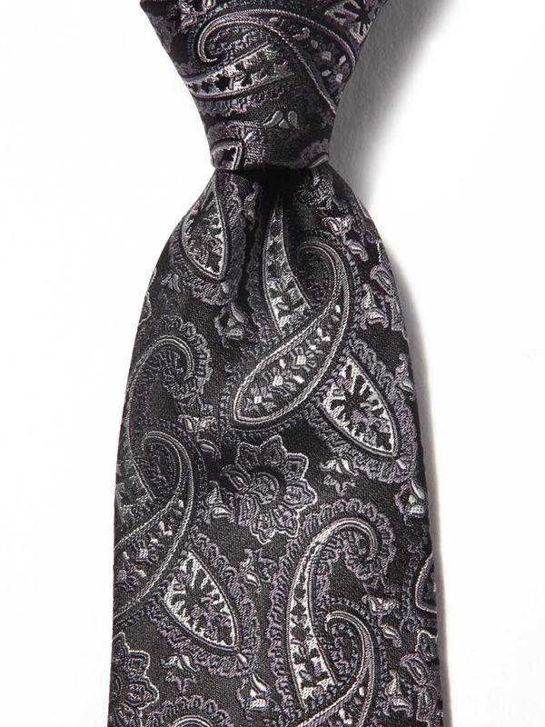 Bartoli Paisleys Dark Grey Silk Tie