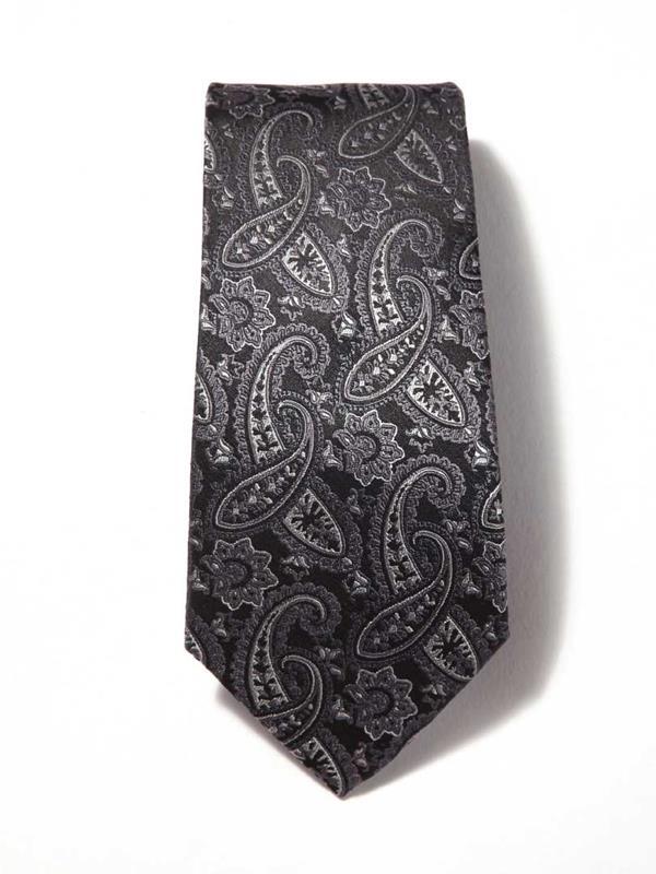 Bartoli Paisleys Dark Grey Silk Tie