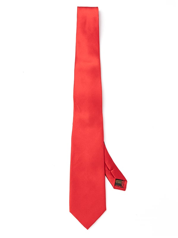 Creme Solid Dark Red Silk Tie
