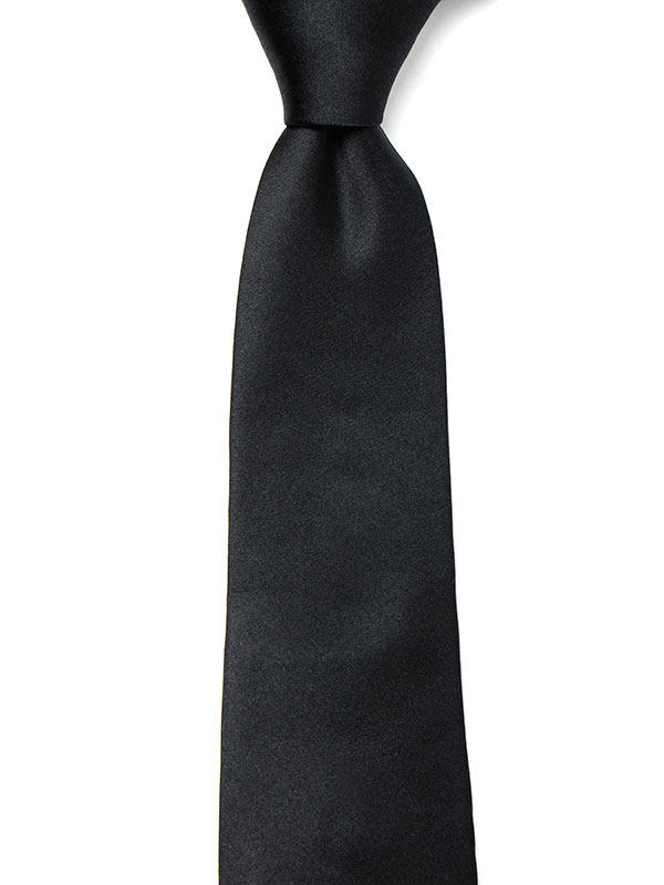 Creme Solid Dark Black Silk Tie
