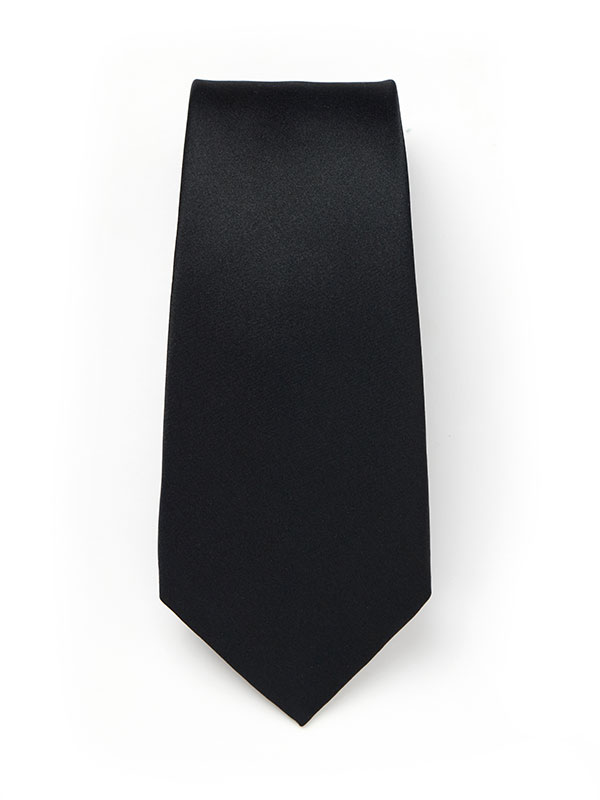 Creme Solid Dark Black Silk Tie
