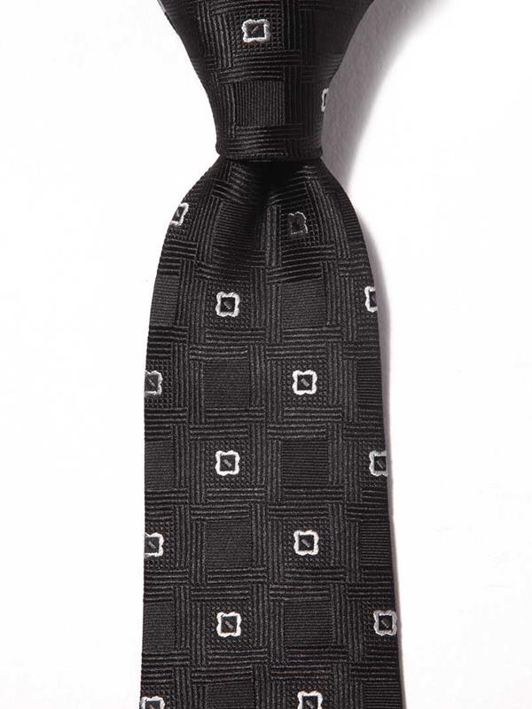 Florentine Minimal Dark Black Silk Tie