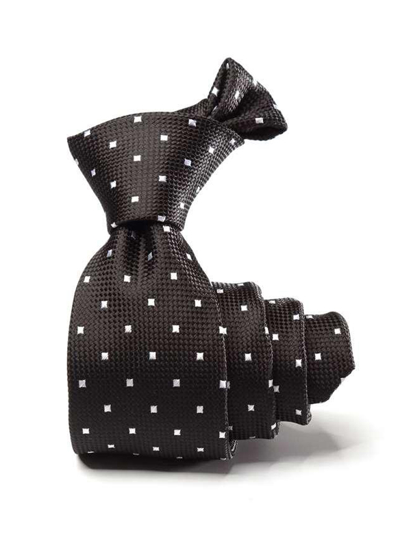 Kingcrest Slim Minimal Black & White Polyester Tie