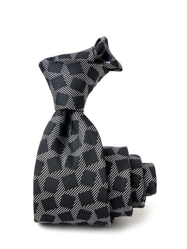 Kingcross Structure Solid Black/ White Polyester Tie