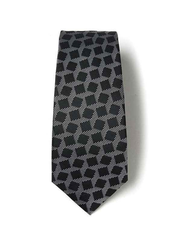 Kingcross Structure Solid Black/ White Polyester Tie