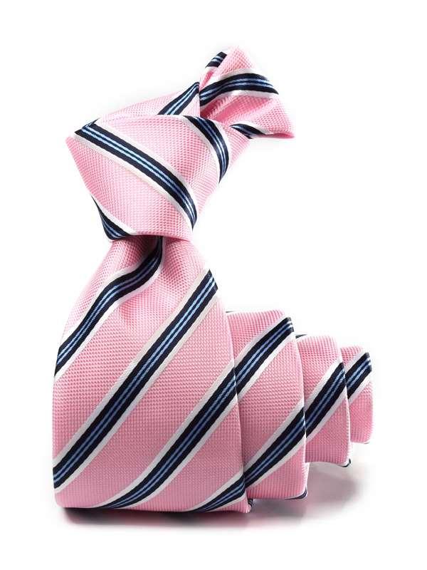 Kingsford Striped Medium Pink Polyester Tie