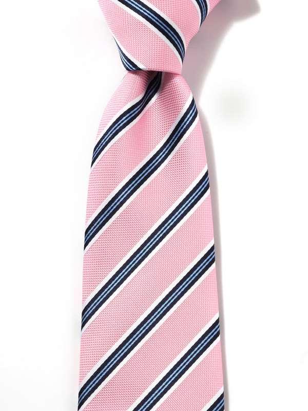 Kingsford Striped Medium Pink Polyester Tie