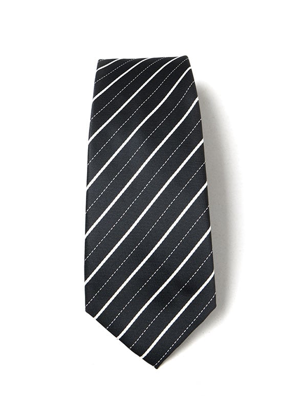 Kingsford Striped Black/ White Polyester Tie