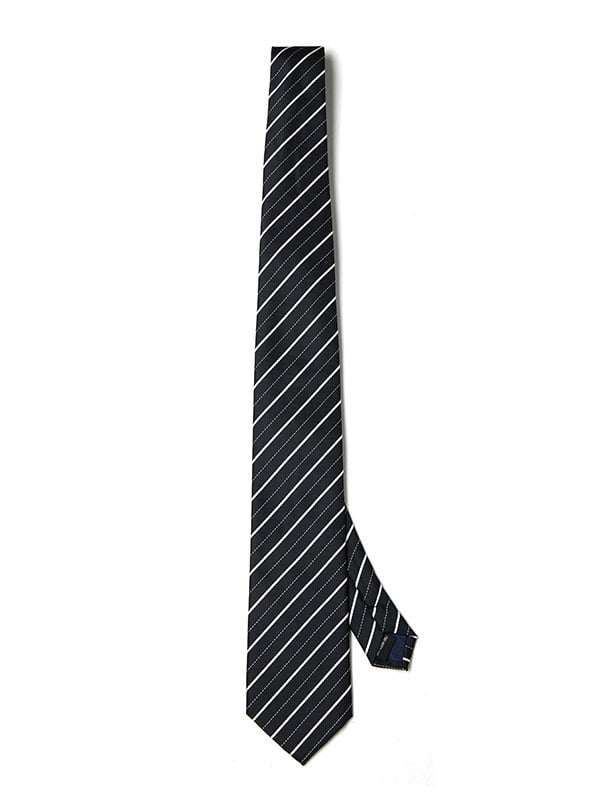 Kingsford Striped Black/ White Polyester Tie