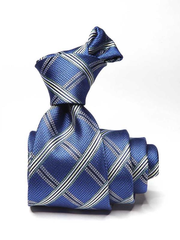 Panaro Checks Medium Blue Silk Tie