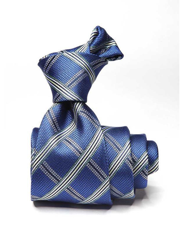 Panaro Checks Medium Blue Silk Tie