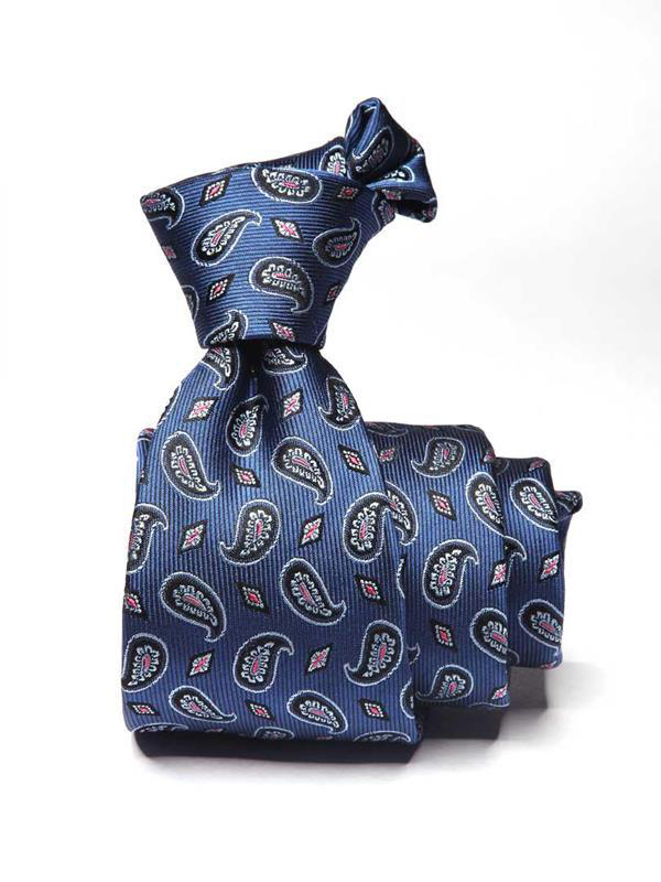 Panaro Paisleys Dark Blue Silk Tie