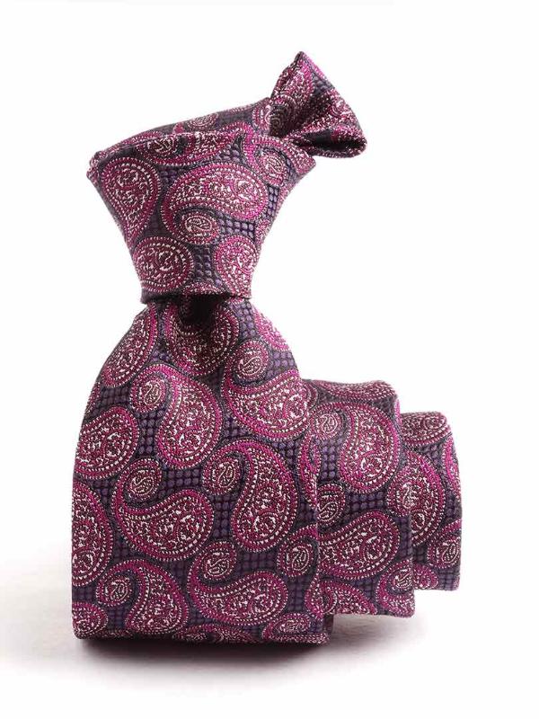 Panaro Paisleys Medium Purple Silk Tie