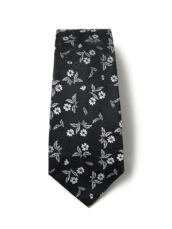 Prato All Over Black/ White Polyester Tie