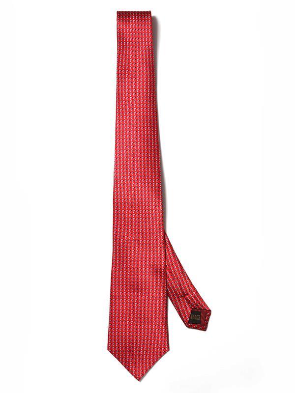 Saglia Printed Medium Red Silk Tie