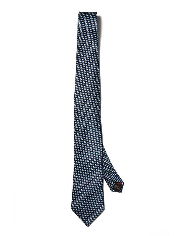 Saglia Printed Dark Blue Silk Tie