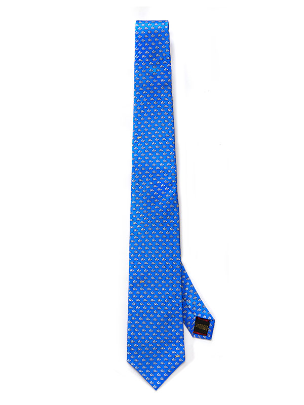 Saglia Printed Light Blue Silk Tie