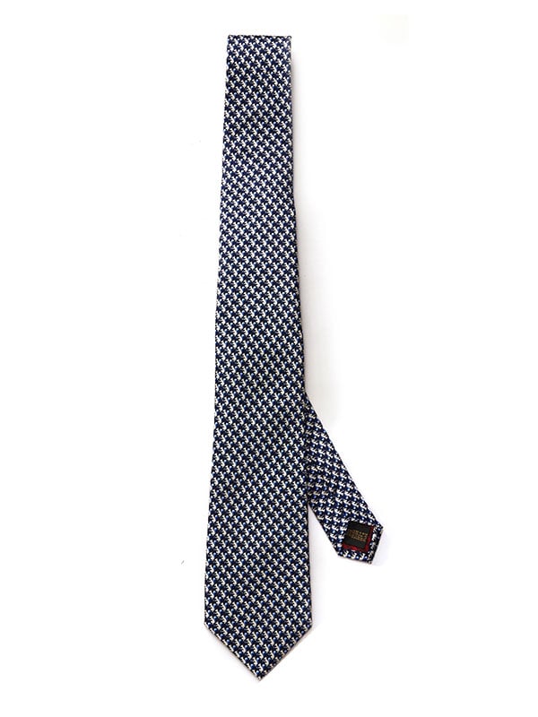 Saglia Printed Navy Silk Tie