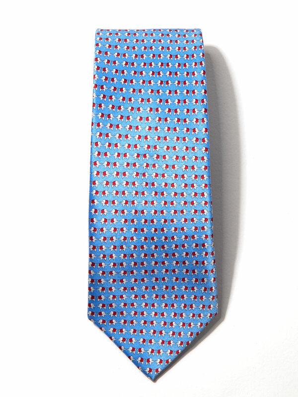 Saglia Printed Light Blue Silk Tie