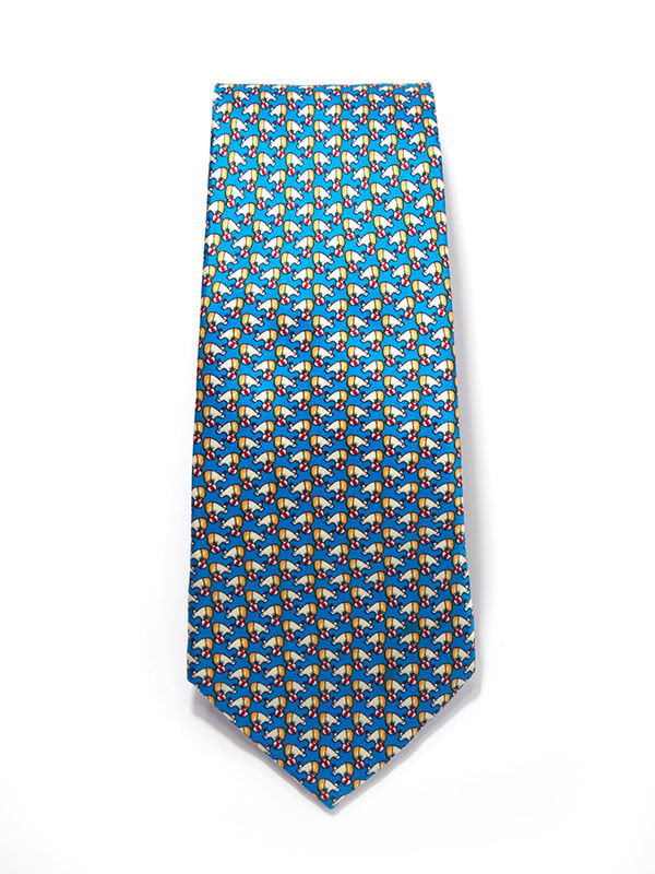 Saglia Printed Medium Blue Silk Tie
