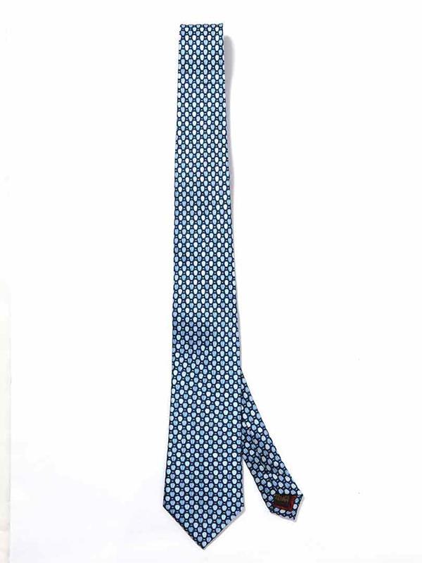 Saglia Printed Medium Blue Silk Tie