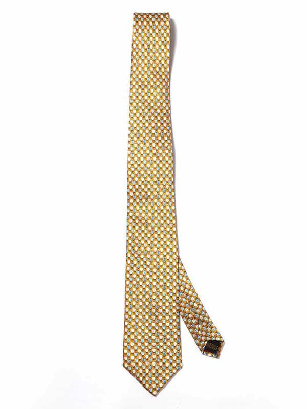 Saglia Printed Light Gold Silk Tie