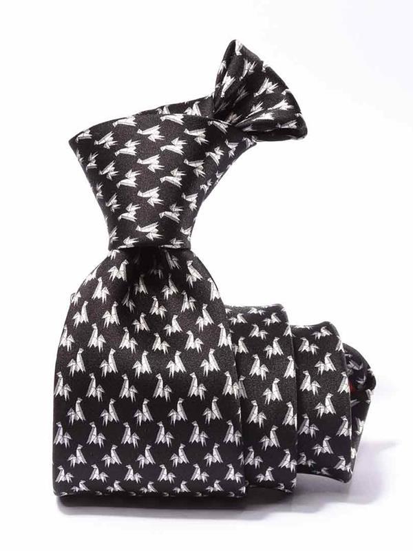 Saglia Printed Dark Black Silk Tie