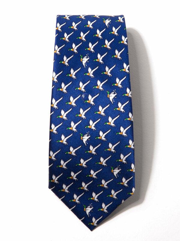 Saglia Printed Dark Blue Silk Tie