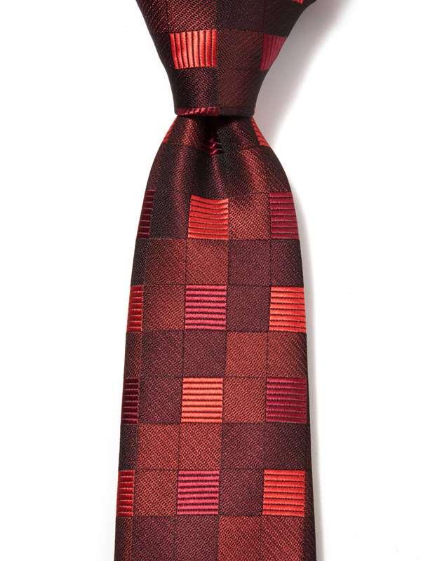 Savona Checks Maroon Polyester Tie