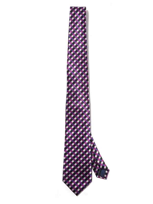 Savona Checks Dark Purple Polyester Tie