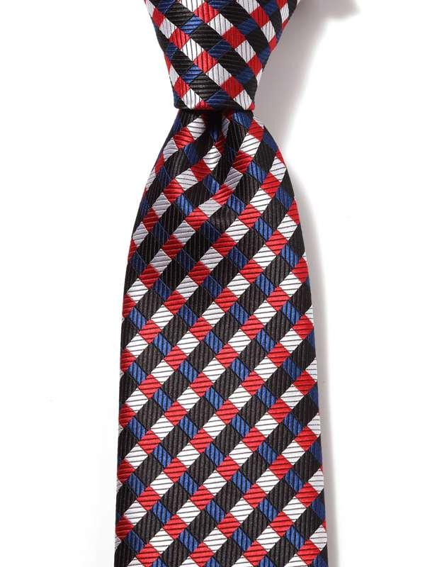 Savona Checks Dark Red Polyester Tie