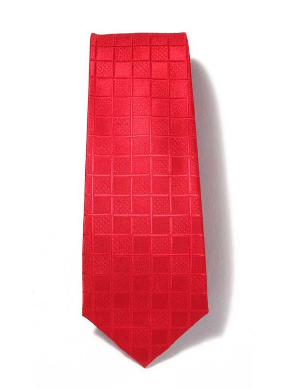 Savona Checks Medium Red Polyester Tie