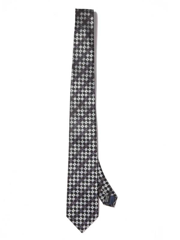 Savona Checks Dark Grey Polyester Tie