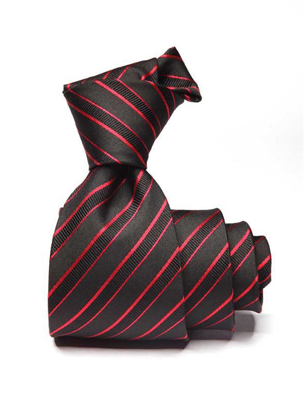 Sicilia Striped Dark Black Silk Tie