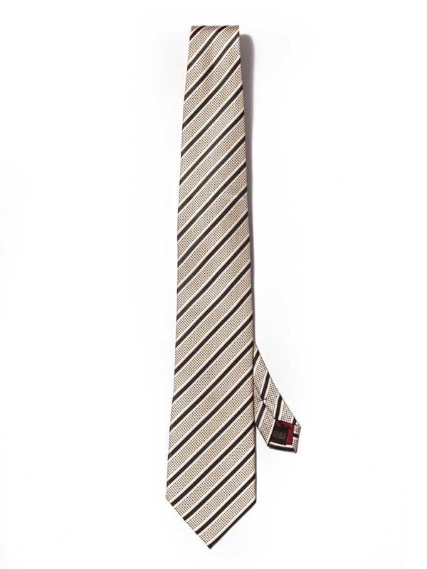 Sicilia Striped Medium Beige Silk Tie