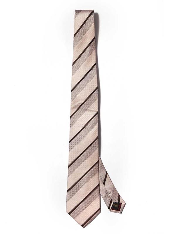 Sicilia Striped Medium Beige Silk Tie