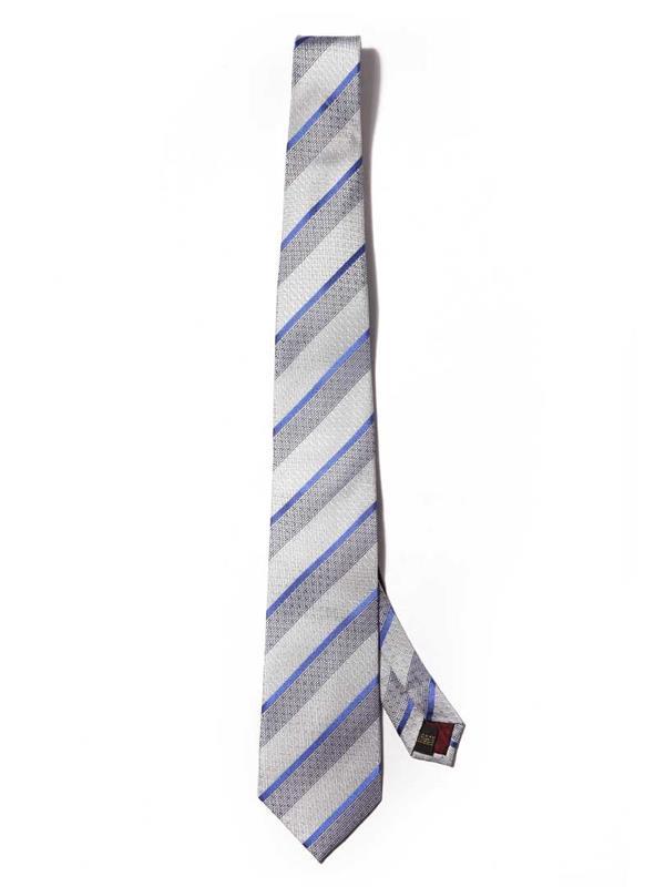 Sicilia Striped Medium Grey Silk Tie