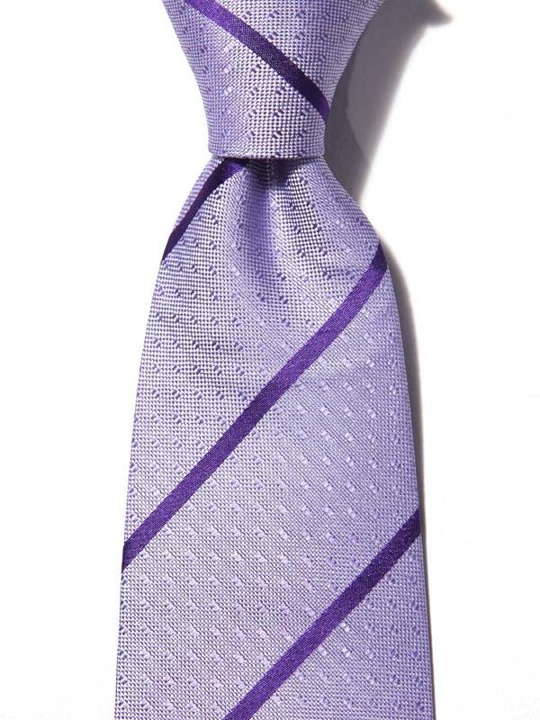 Sicilia Striped Dark Lilac Silk Tie