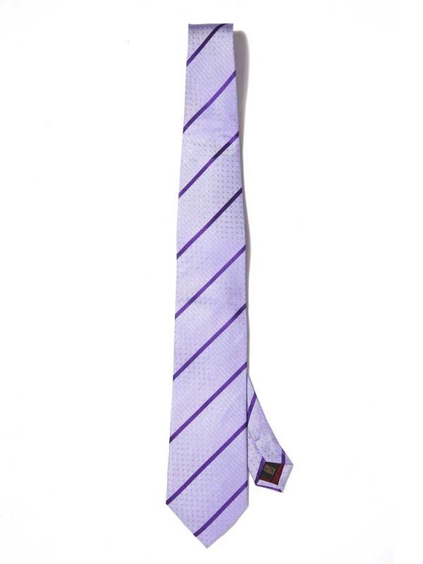 Sicilia Striped Dark Lilac Silk Tie