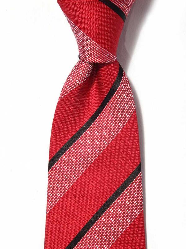 Sicilia Striped Dark Red Silk Tie