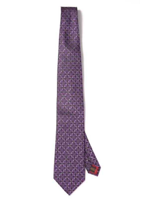 Torino Checks Dark Purple Silk Tie