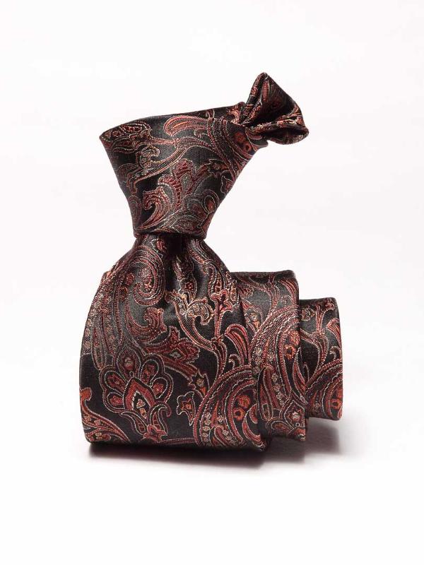 Torino Paisleys Dark Brown Silk Tie