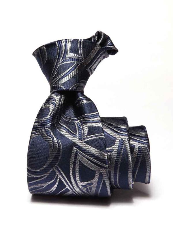 Torino Slim Paisleys Navy Silk Tie