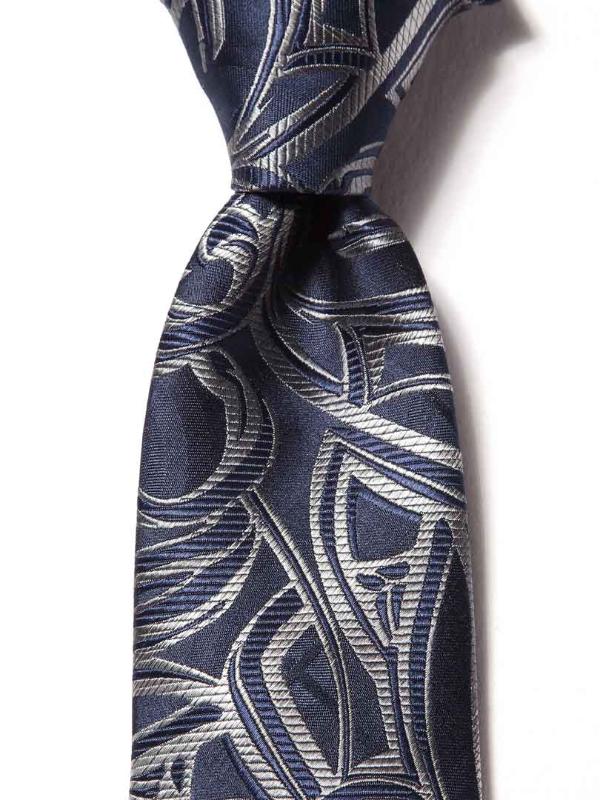 Torino Slim Paisleys Navy Silk Tie