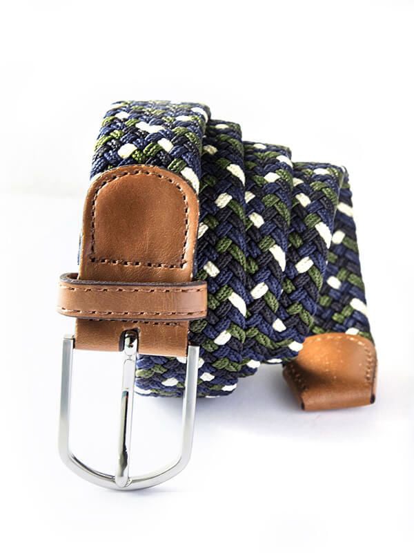 Z3 Navy/ Olive/ Cream Braided Non-Leather Belt