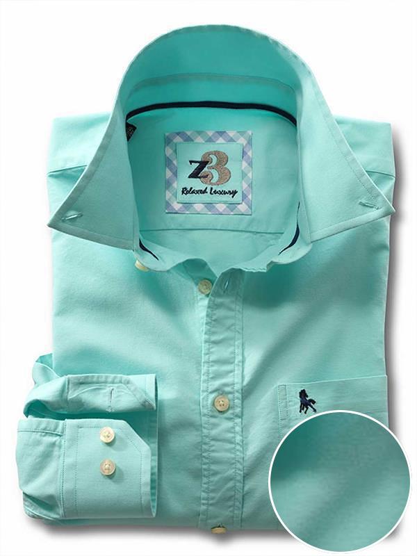 Nido Sea Green Solid Full sleeve single cuff   Cotton Shirt