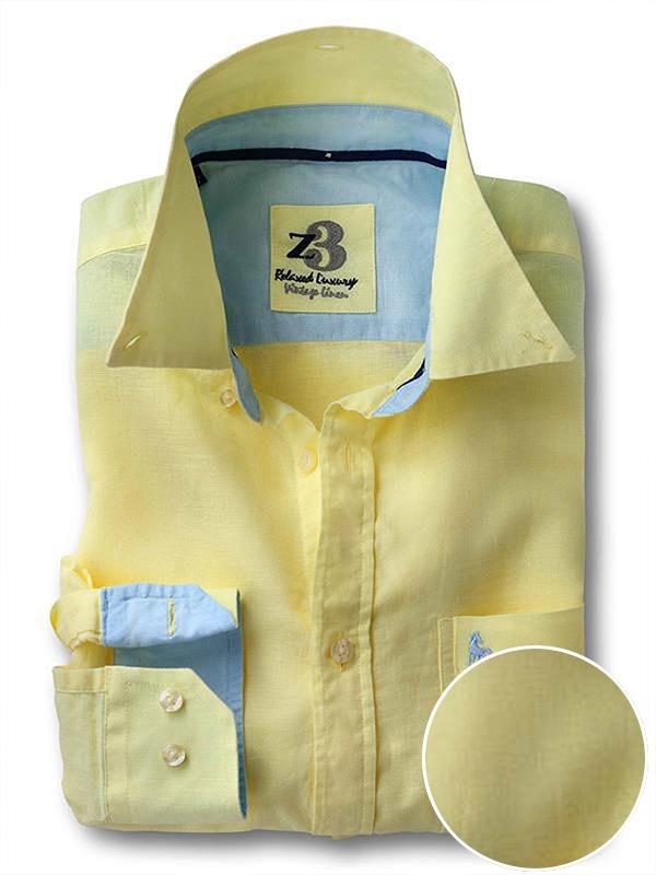 Safin Yellow Solid Full sleeve single cuff   Blended Shirt