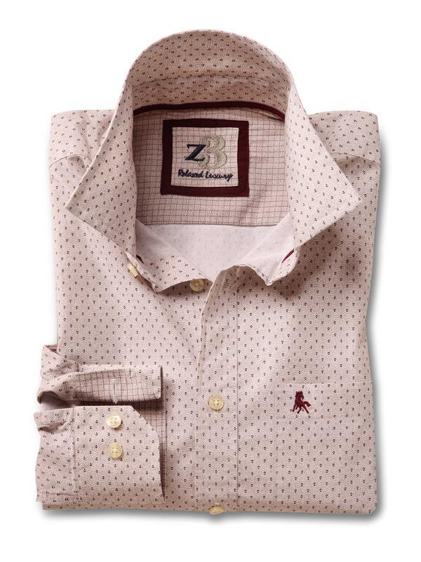 Bocks Beige Printed Full sleeve single cuff   Cotton Shirt