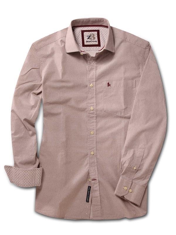 Kvass Beige Check Full sleeve single cuff   Cotton Shirt